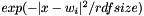 $exp(- |x-w_i|^2/rdfsize)$